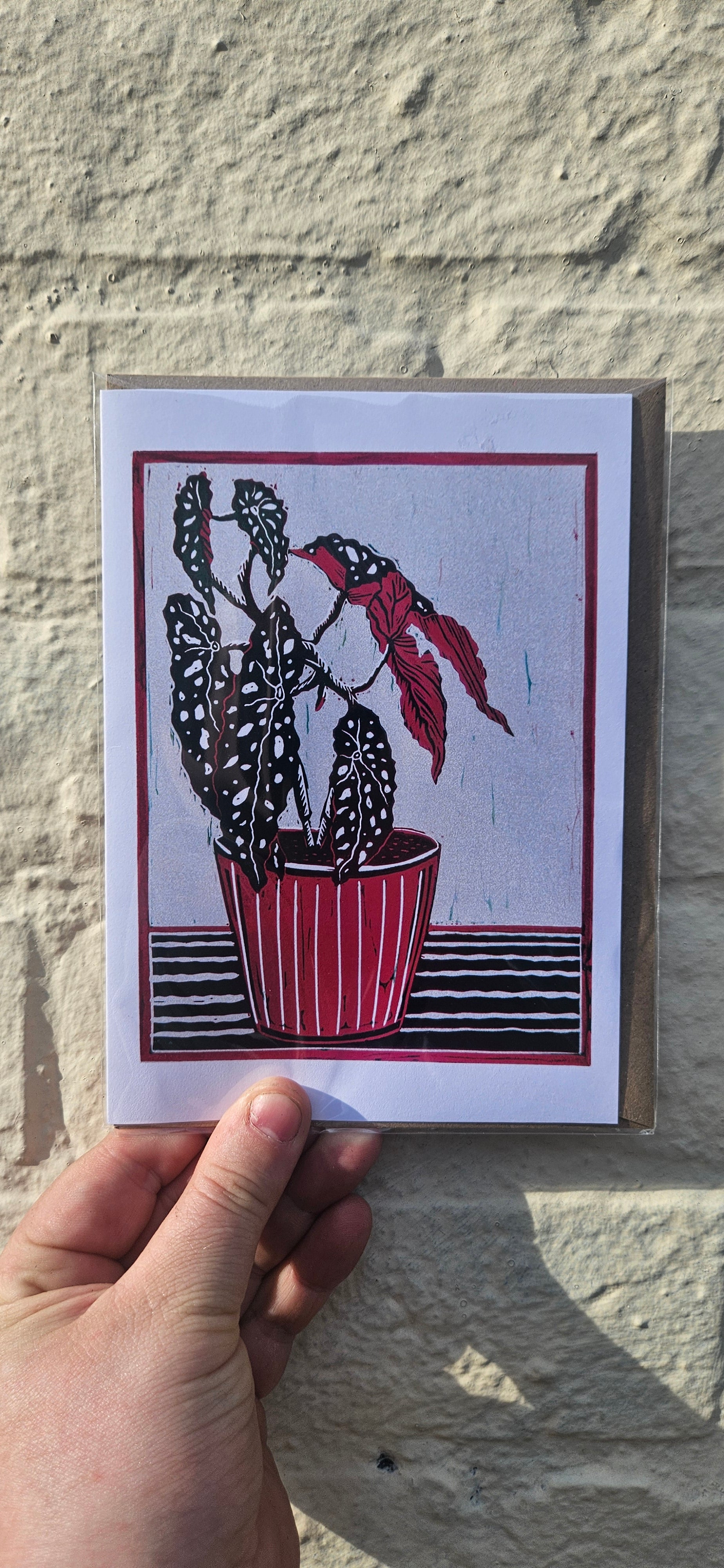 House plant linocut greeting cards by EJ Sparkles