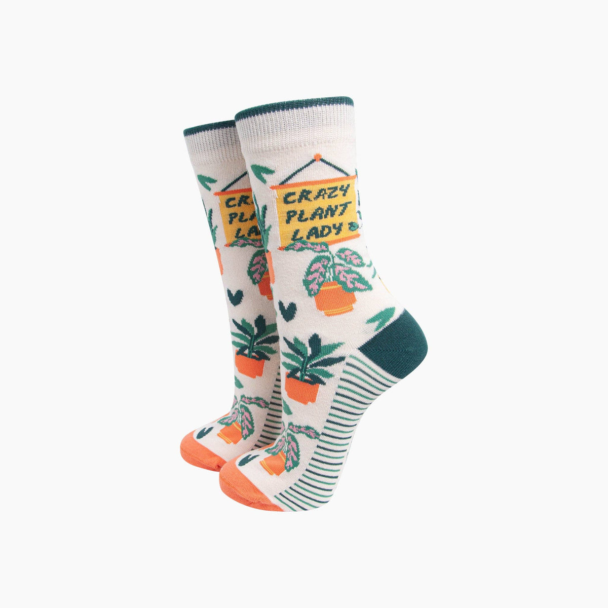 Crazy Plant Lady Combed Cotton Socks in White