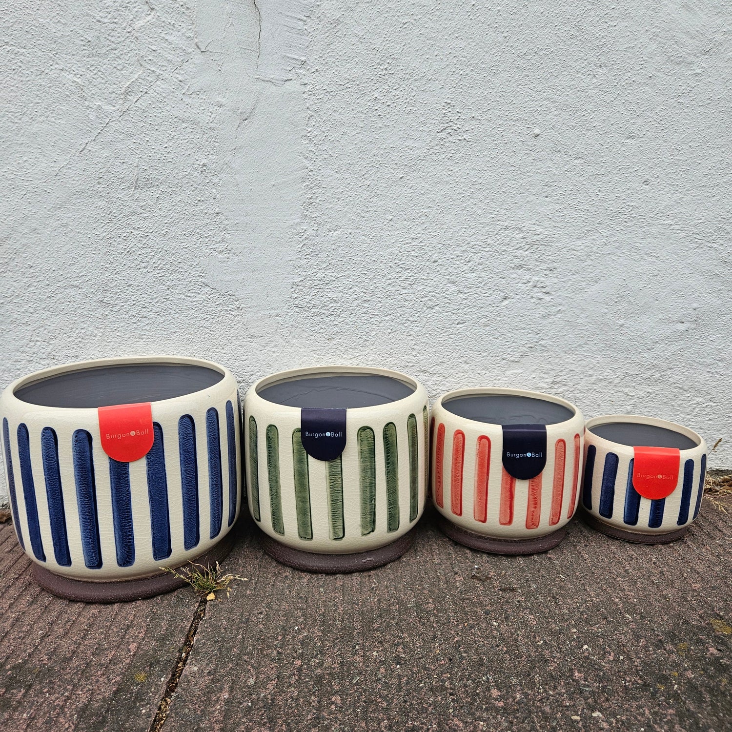 Striped Ceramic Pots (Available in 3 colours) -Various sizes available