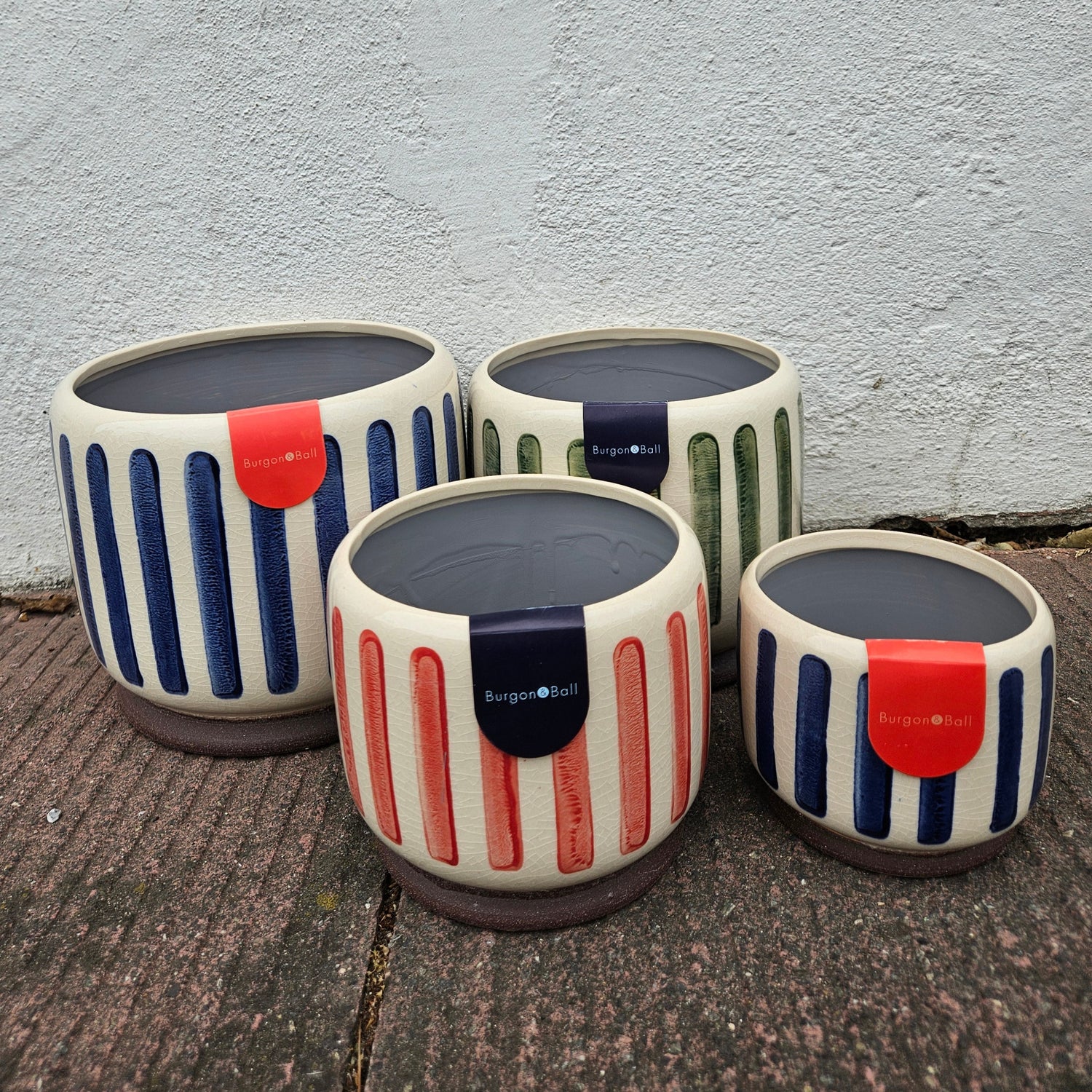 Striped Ceramic Pots (Available in 3 colours) -Various sizes available