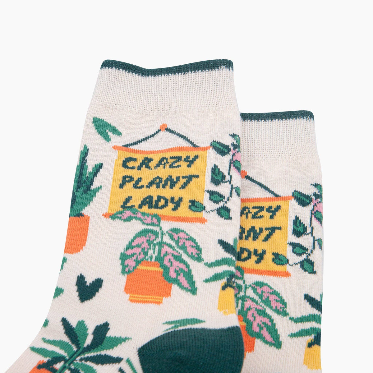 Crazy Plant Lady Combed Cotton Socks in White