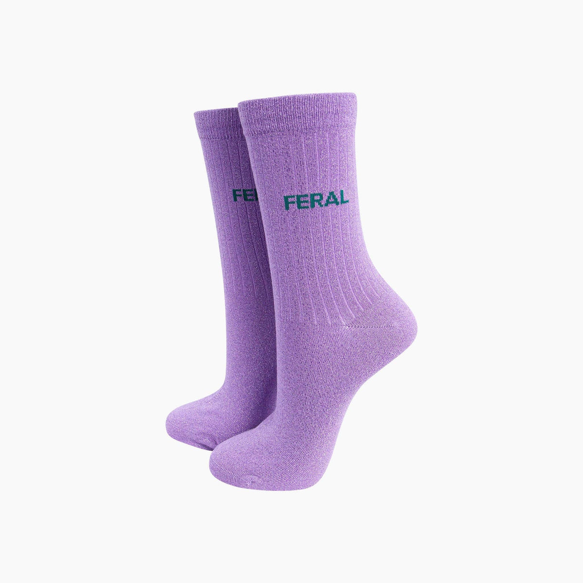 Feral Combed Cotton Glitter Socks in Lilac