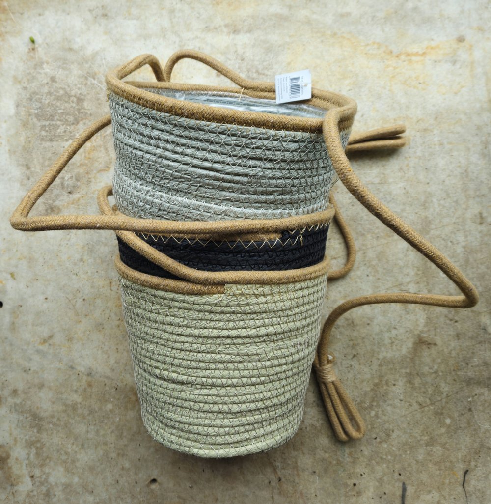 Rope hanging basket - 18cm - 5 colours available