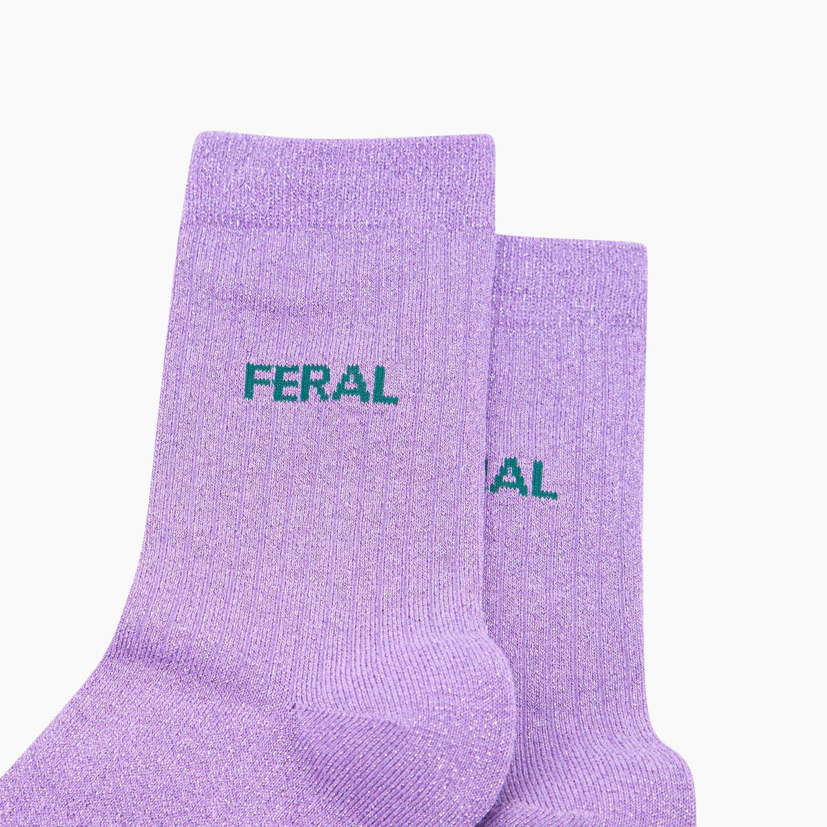Feral Combed Cotton Glitter Socks in Lilac