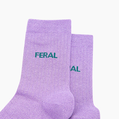 Feral Combed Cotton Glitter Socks in Lilac