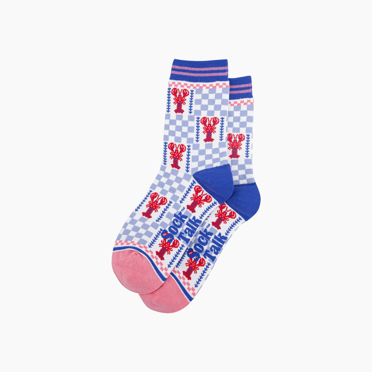 Lobster Checkerboard Bamboo Socks in Blue
