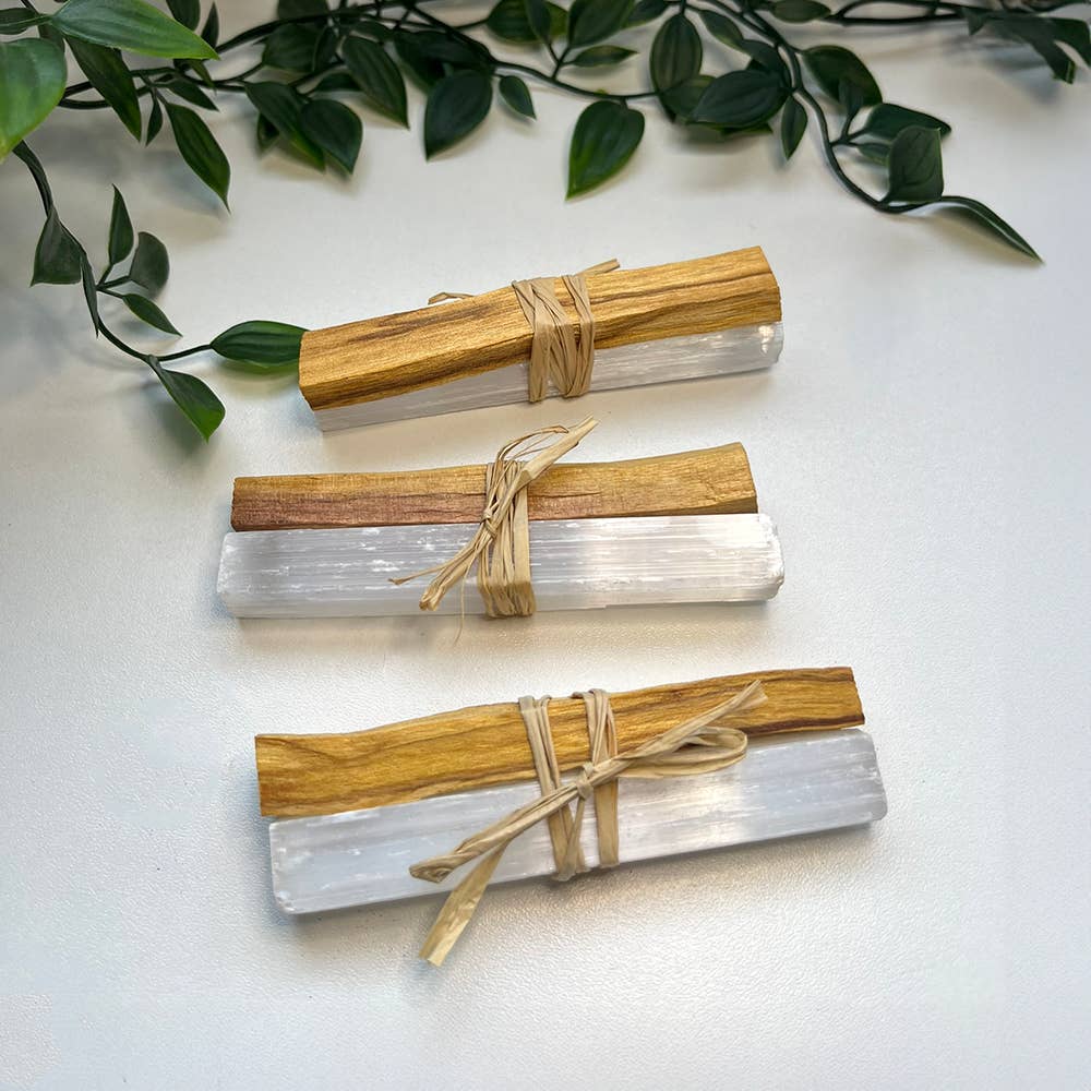 Mini Smudge Cluster, Palo Santo with Selenite