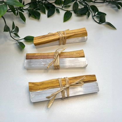Mini Smudge Cluster, Palo Santo with Selenite