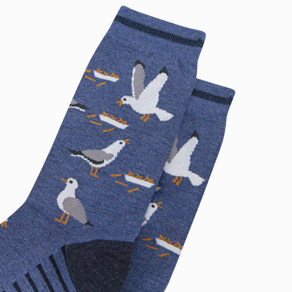 Thieving Seagulls Bamboo Socks in Denim Blue