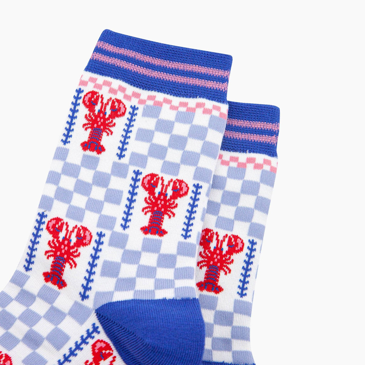 Lobster Checkerboard Bamboo Socks in Blue