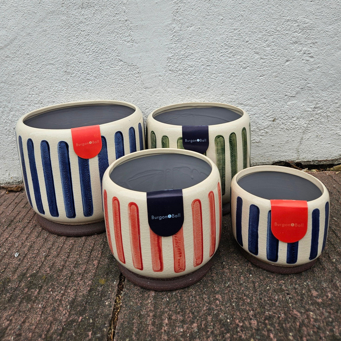 Striped Ceramic Pots (Available in 3 colours) -Various sizes available