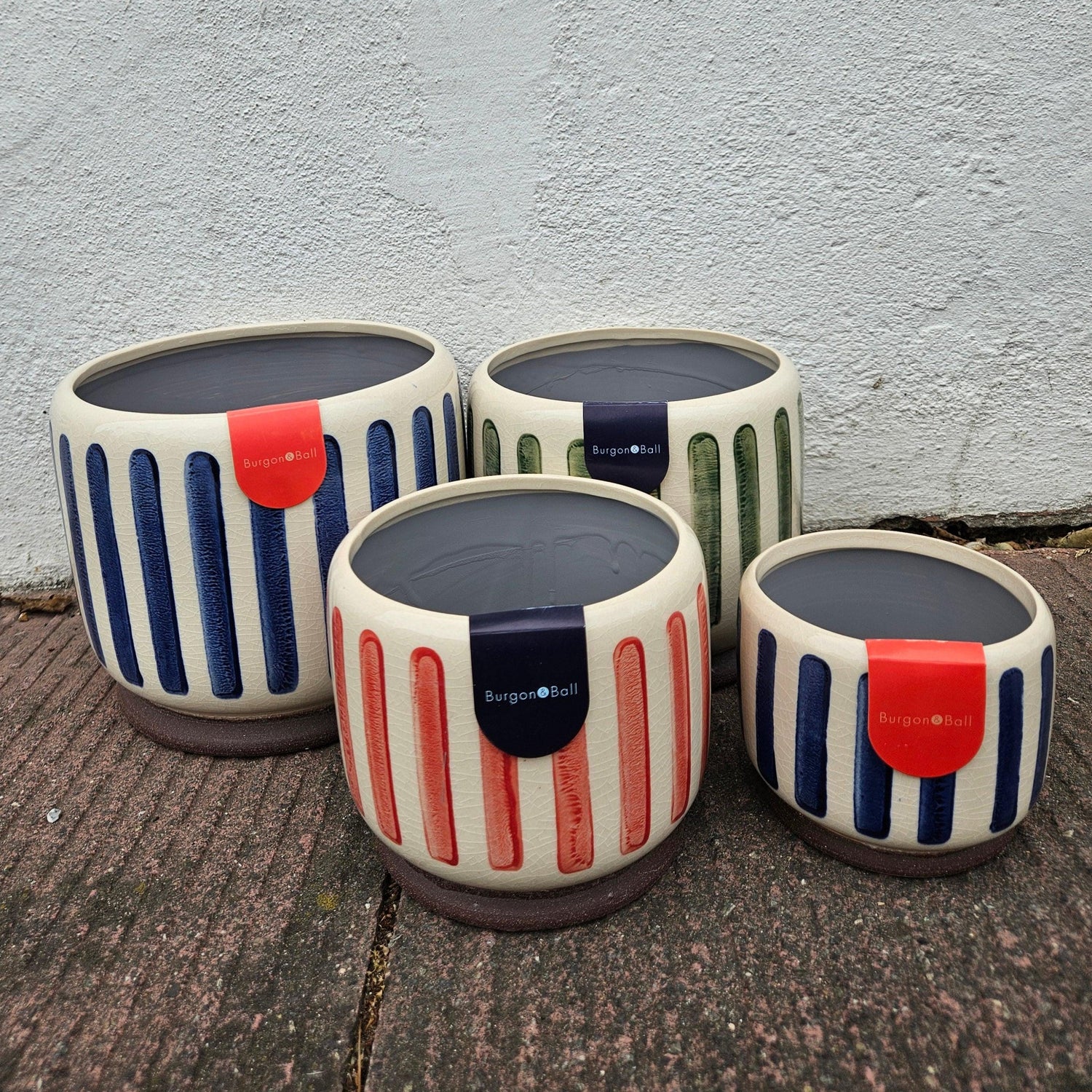 Striped Ceramic Pots (Available in 3 colours) -Various sizes available
