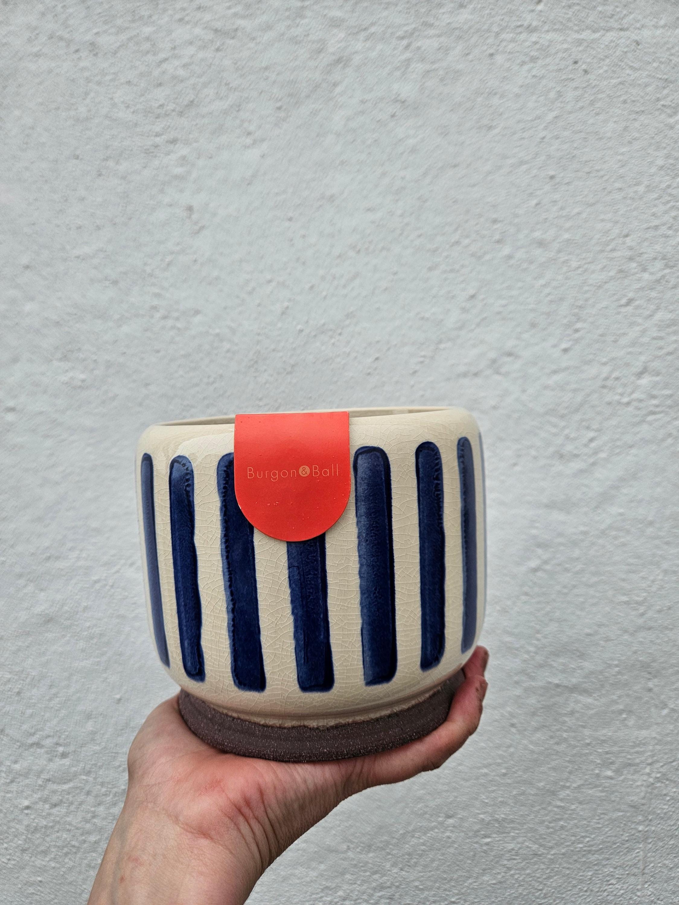 Striped Ceramic Pots (Available in 3 colours) -Various sizes available