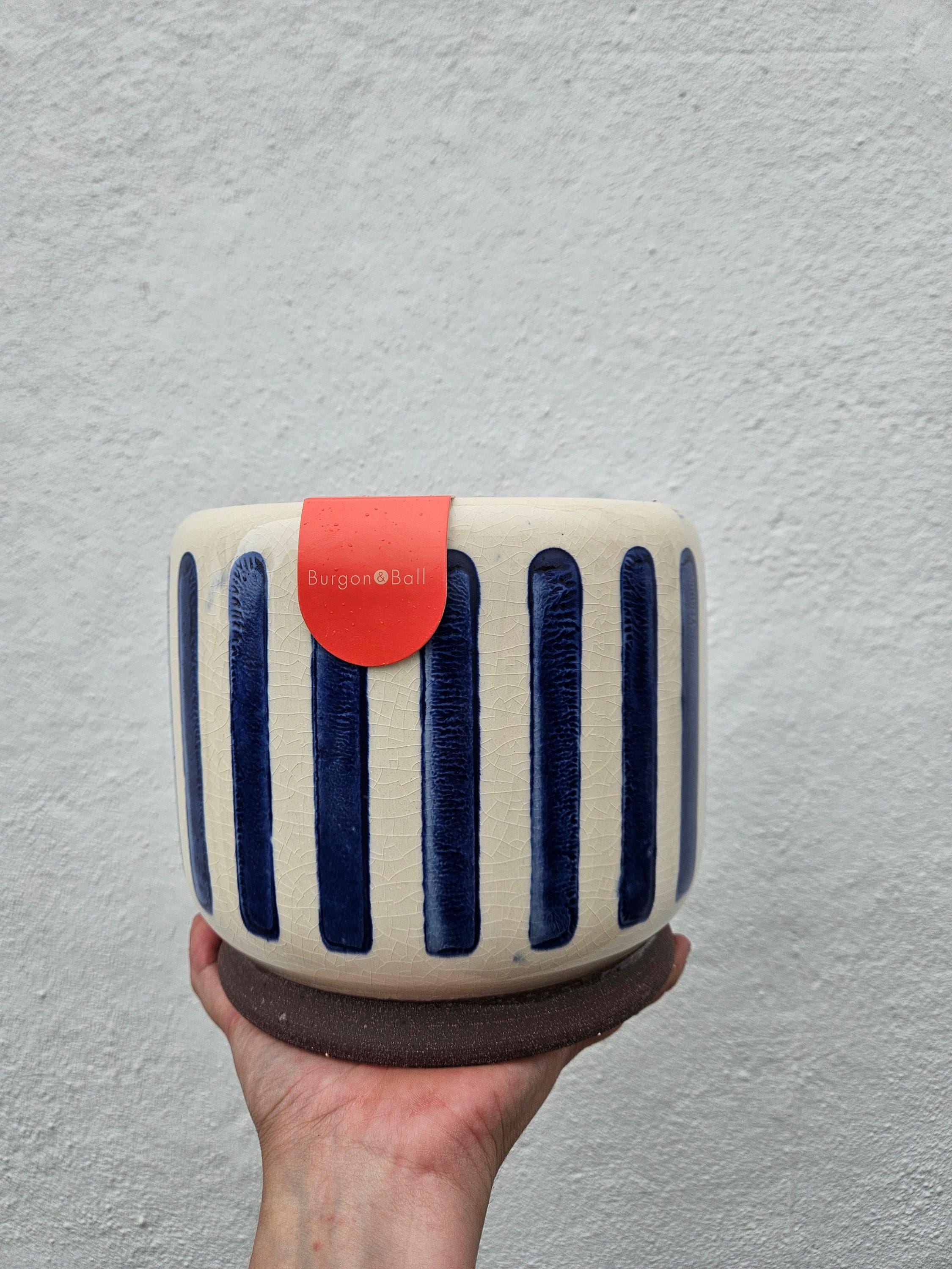 Striped Ceramic Pots (Available in 3 colours) -Various sizes available